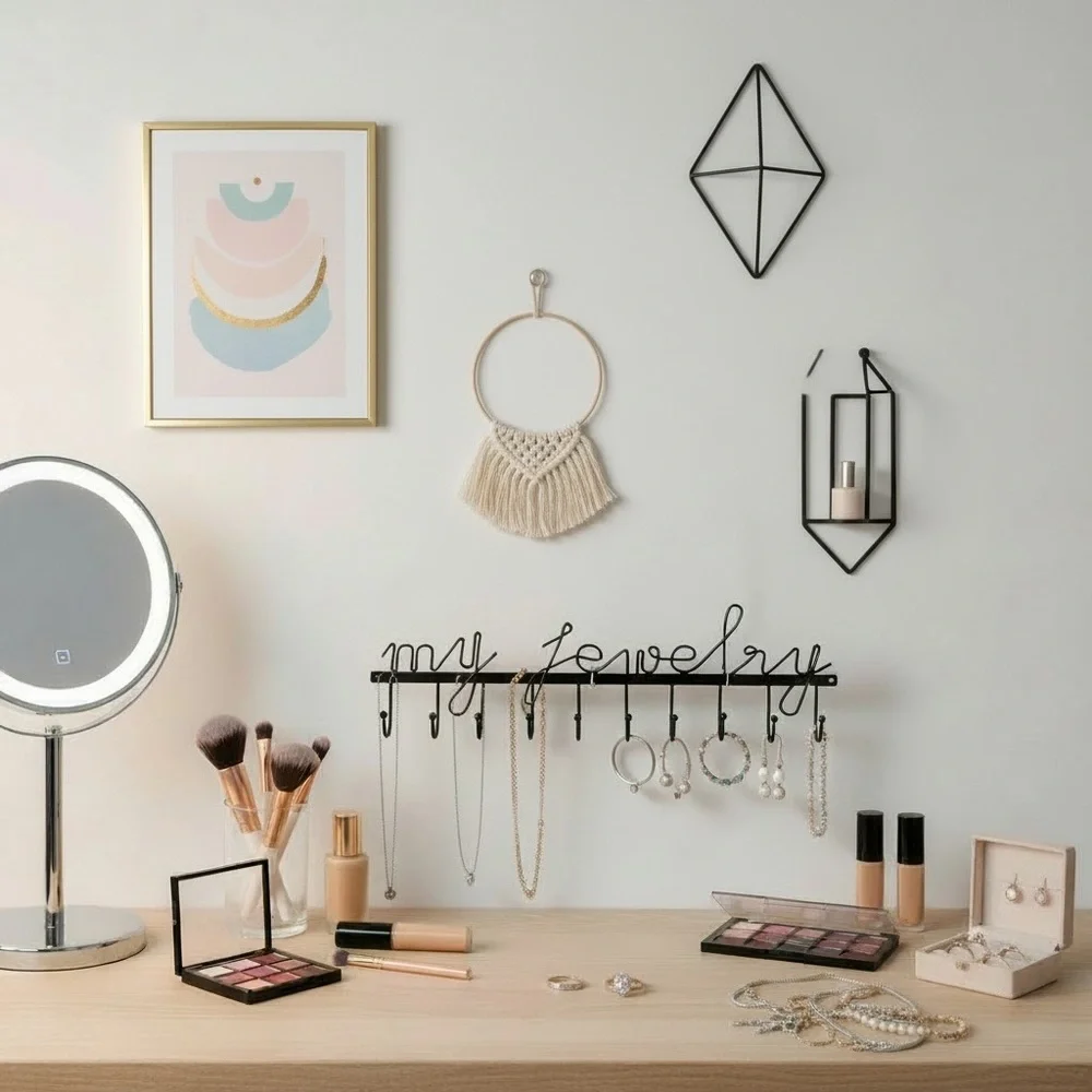 My Jewelry Black Wall Hook Rack - Decorative Home Wall Decor